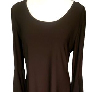 CATHERINE LBD w Sheer Bell Sleeves Fit and Flare Dress